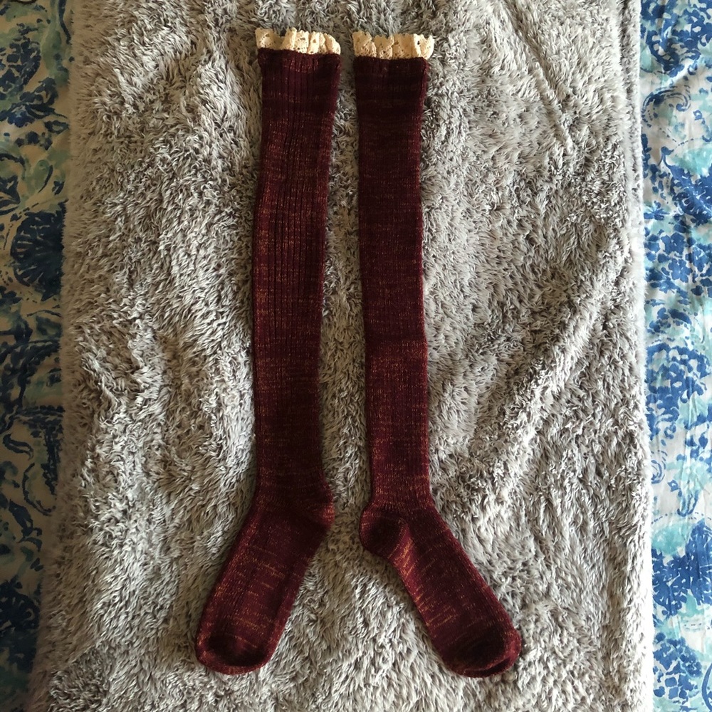 Maroon Knee High Socks